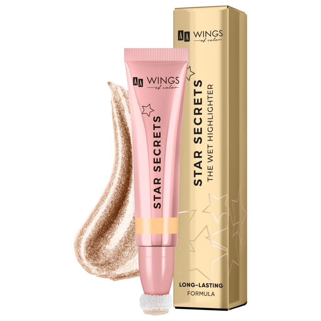 Oceanic AA WINGS OF COLOR Star Secrets The Wet Highlighter Kremowy Rozświetlacz 02 Gold Glow