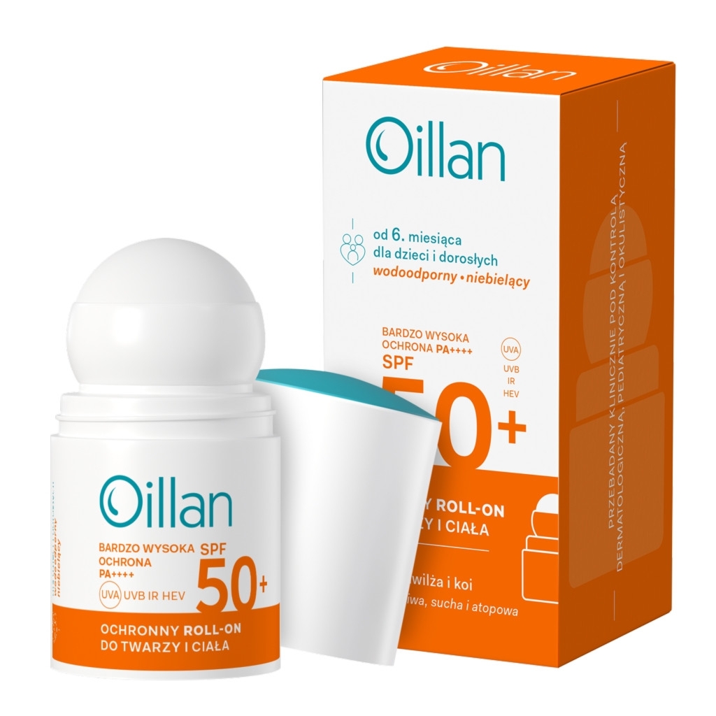Oceanic OILLAN Ochronny roll-on przeciwsłoneczny do twarzy i ciała z filtrem SPF50 do skóry wrażliwej