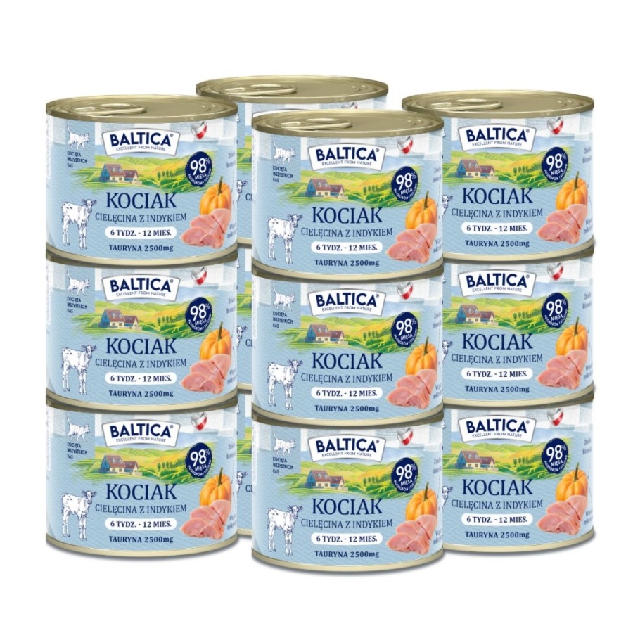 185g Karma mokra Bezzbożowa, monoproteinowa Kociak Cielecina z indykiem