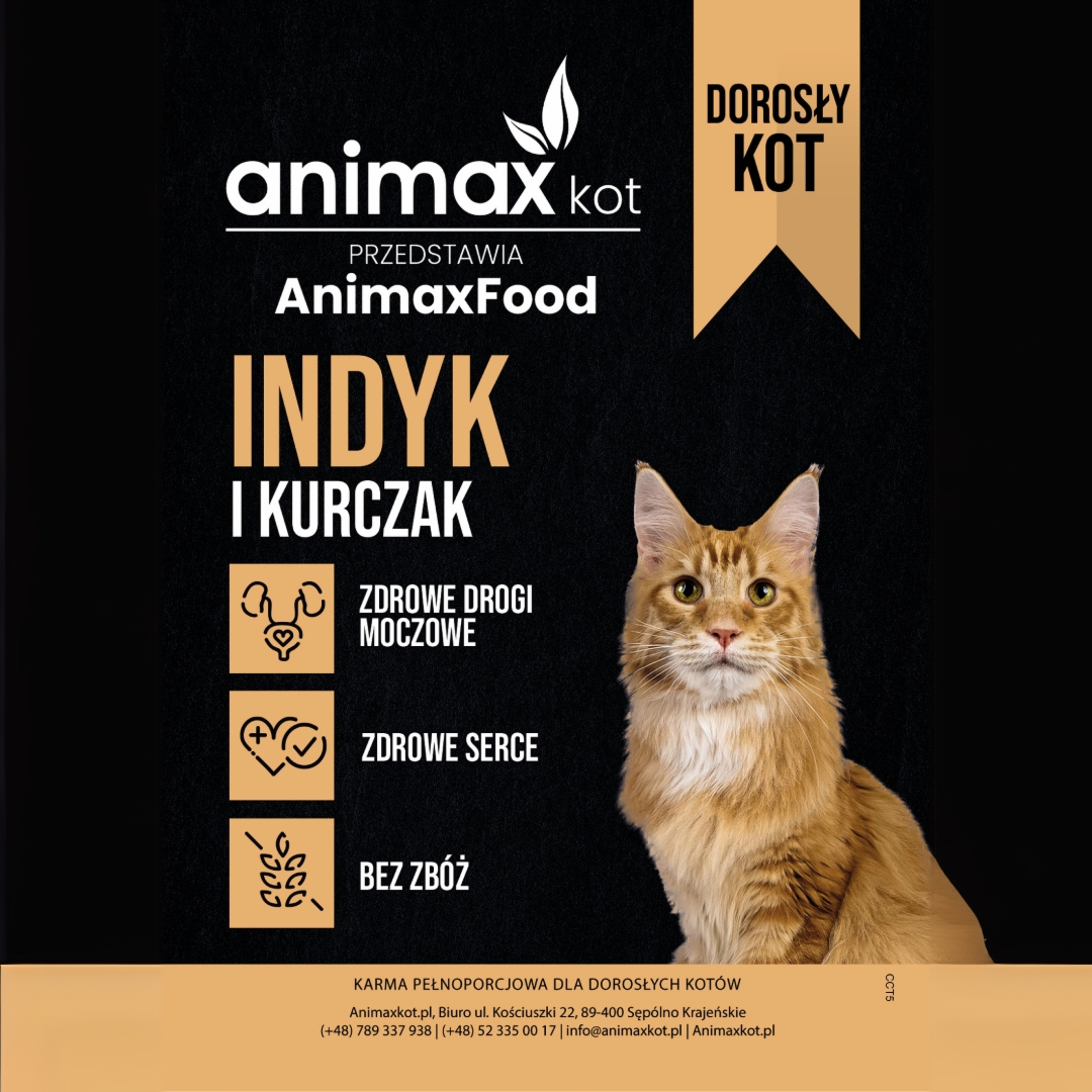 AnimaxFood Kurczak i indyk - Kot dorosły - 70% mięsa - 300g