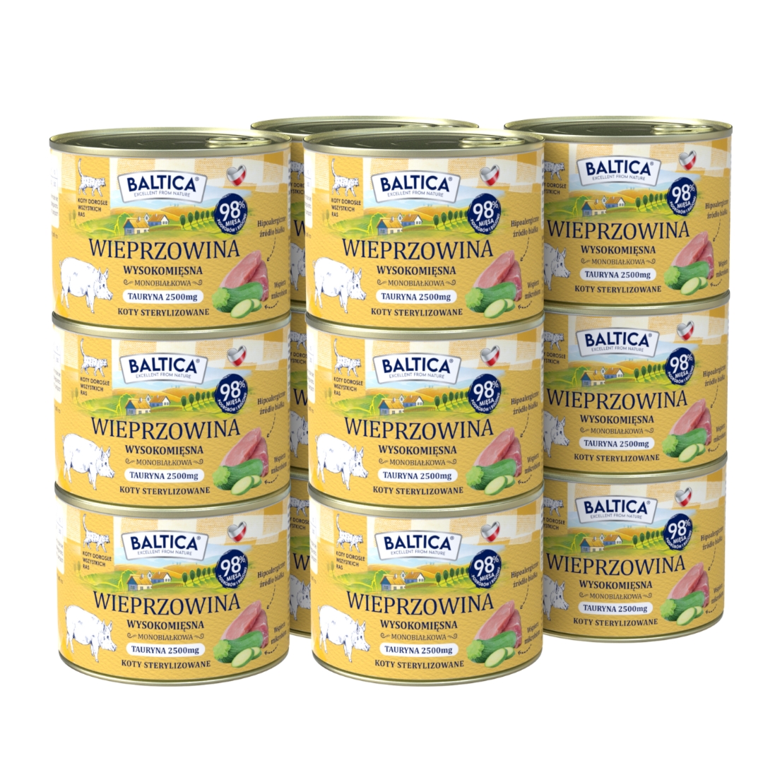 185g Karma mokra Bezzbożowa, monoproteinowa Kot dorosły Wieprzowina