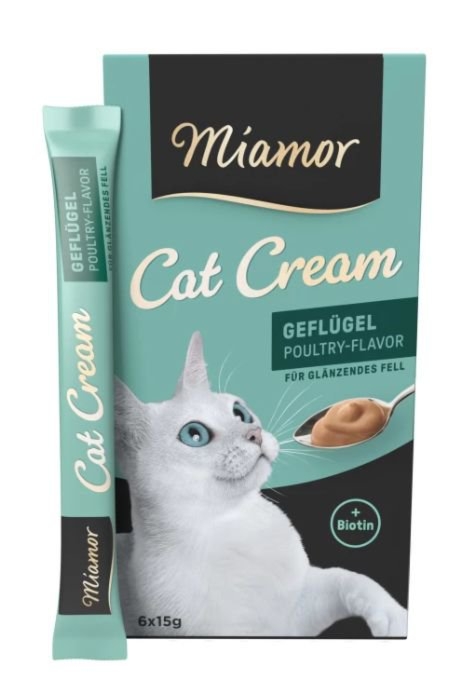 Miamor Cat Cream przysmak pasta z drobiem i biotyną 6x15g