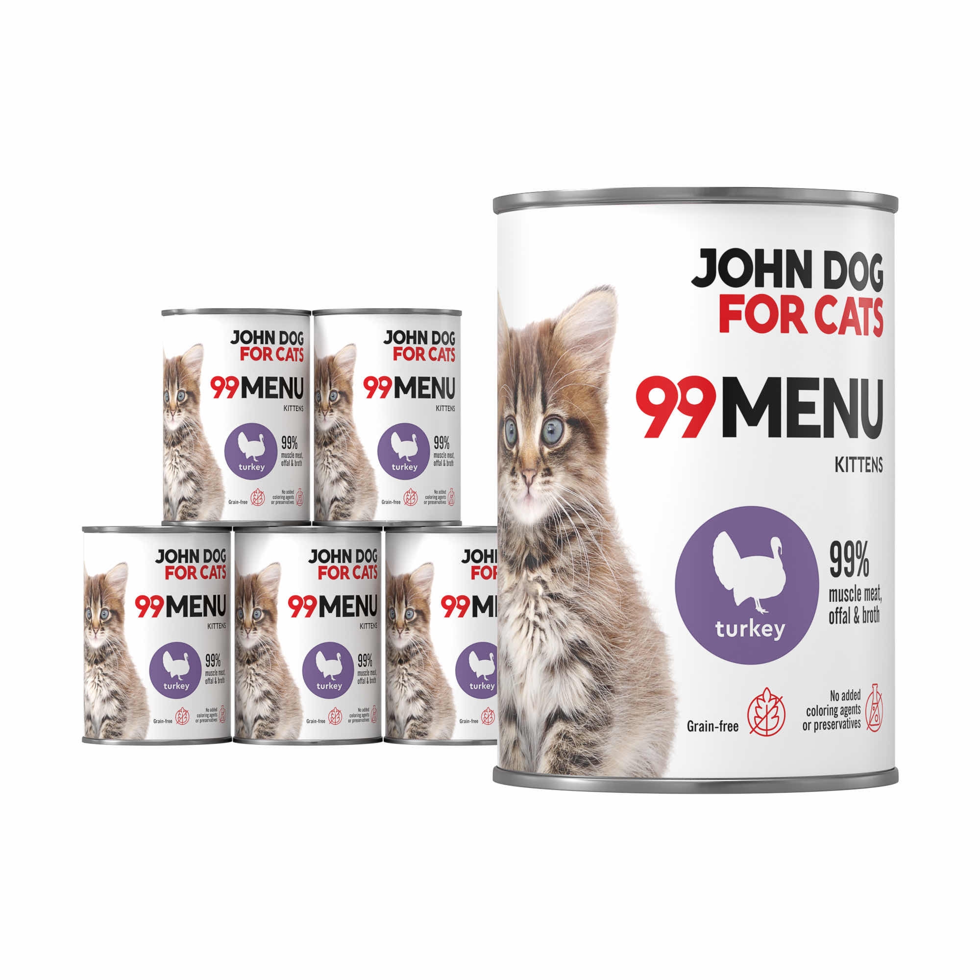 Karma mokra John Dog for dla dla kociąt Indyk 400g