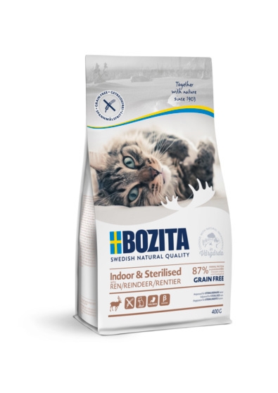 Karma dla kota Bozita Indoor & Sterilised z reniferem (Bez dodatku zbóż) - 400g