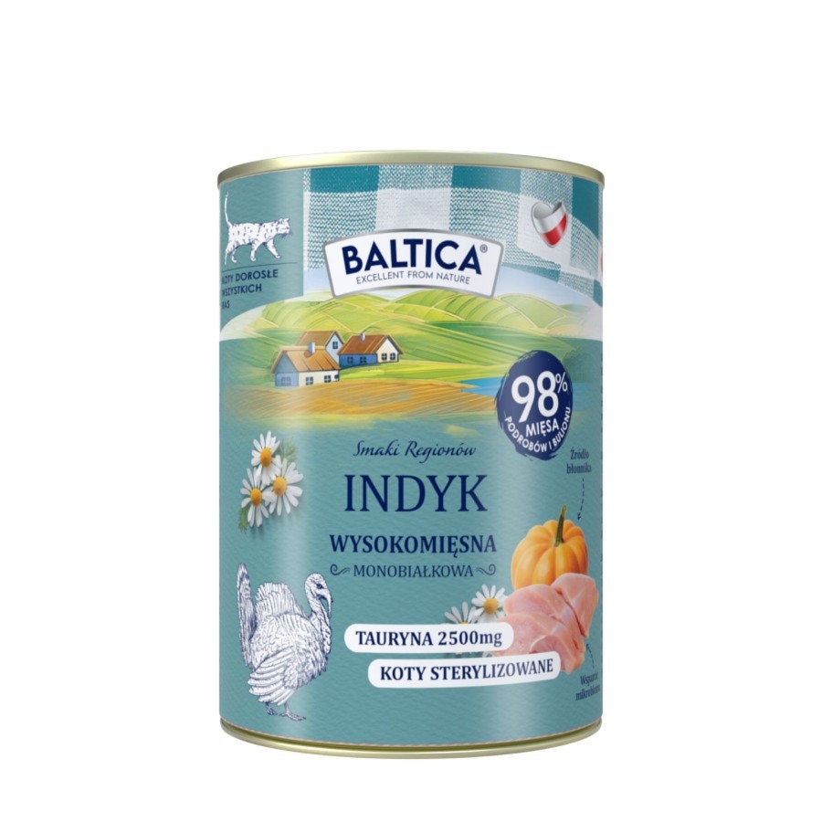 400g Karma mokra Bezzbożowa, monoproteinowa Kot dorosły Indyk