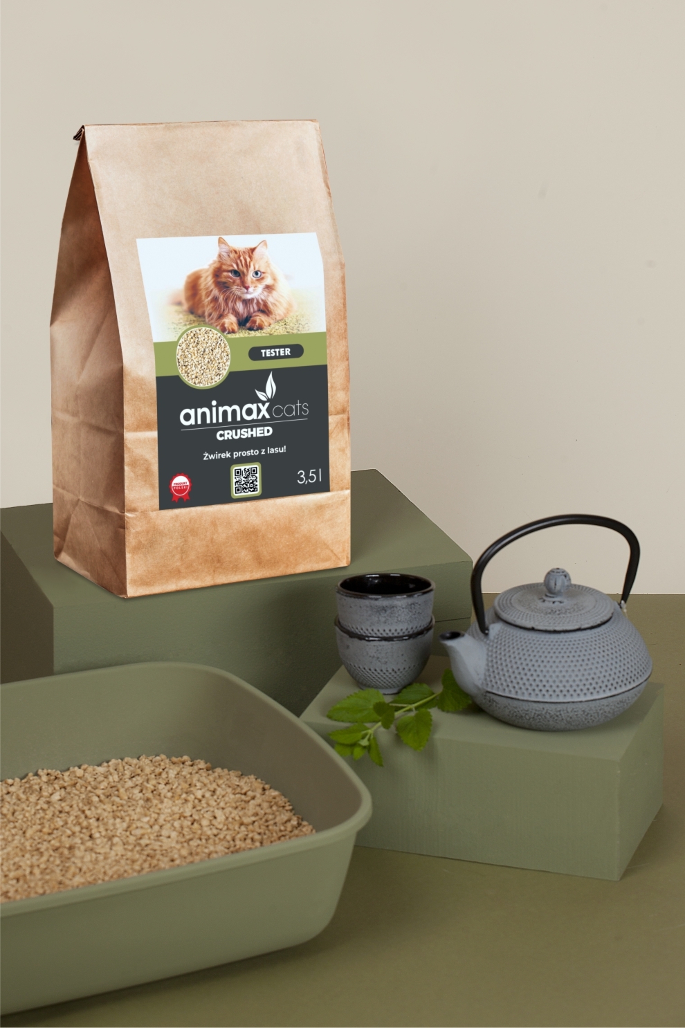 AnimaxKot Kruszon zbrylający  Zielona Herbata - 3.5l