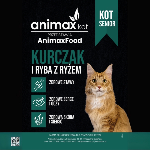AnimaxFood Kurczak, ryba i ryż  - Kot SENIOR, 40 % mięsa - 300g