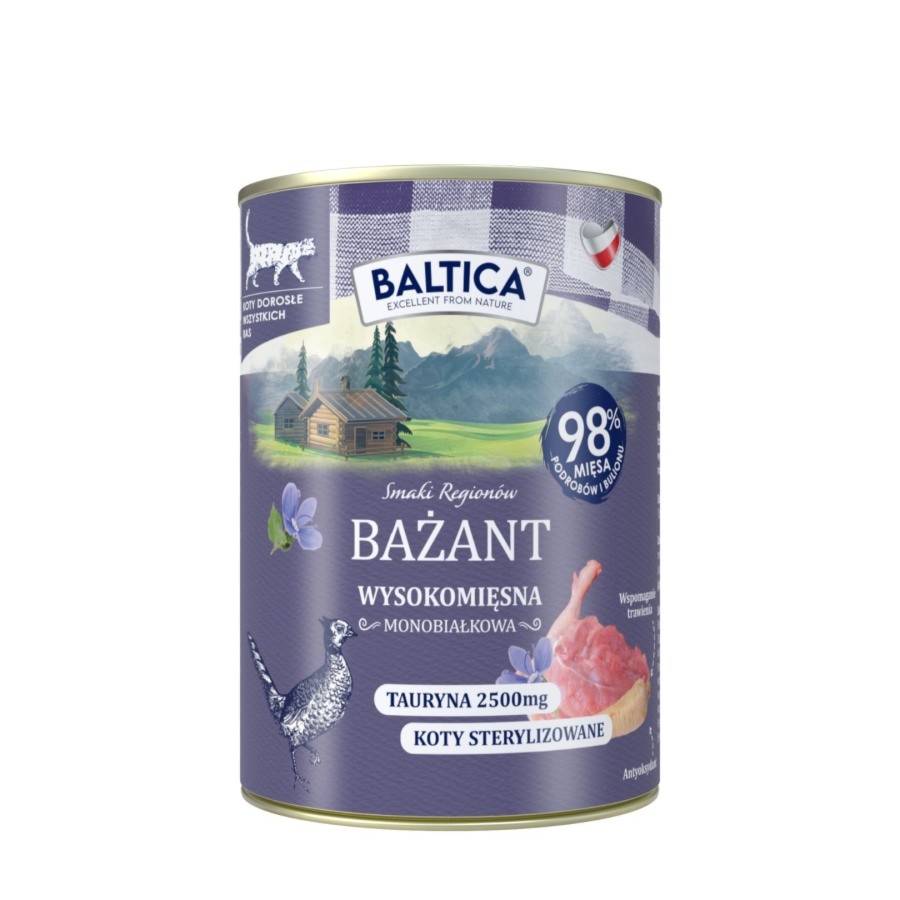 400g Karma mokra Bezzbożowa, monoproteinowa Kot dorosły Bażant