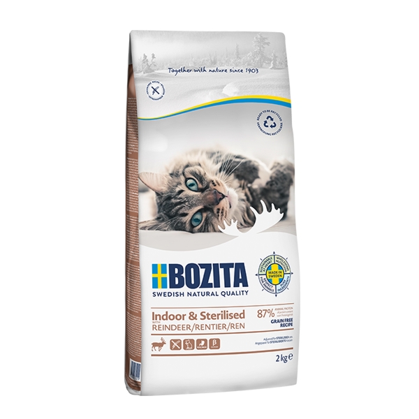 Karma dla kota Bozita Indoor & Sterilised z reniferem (Bez dodatku zbóż) - 2000g