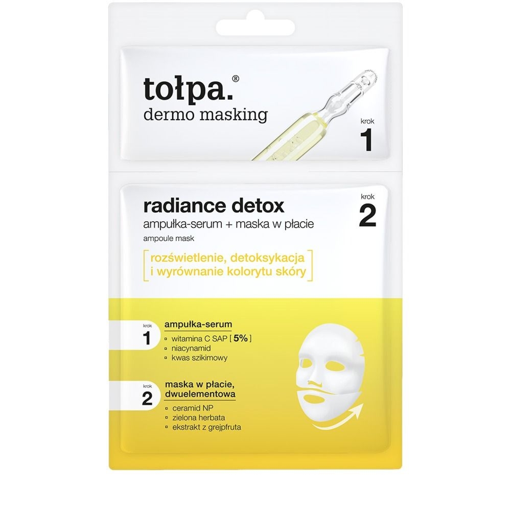 tołpa. dermo masking dwuetapowa maska w płachcie, radiance detox ampoule mask, 1 szt.