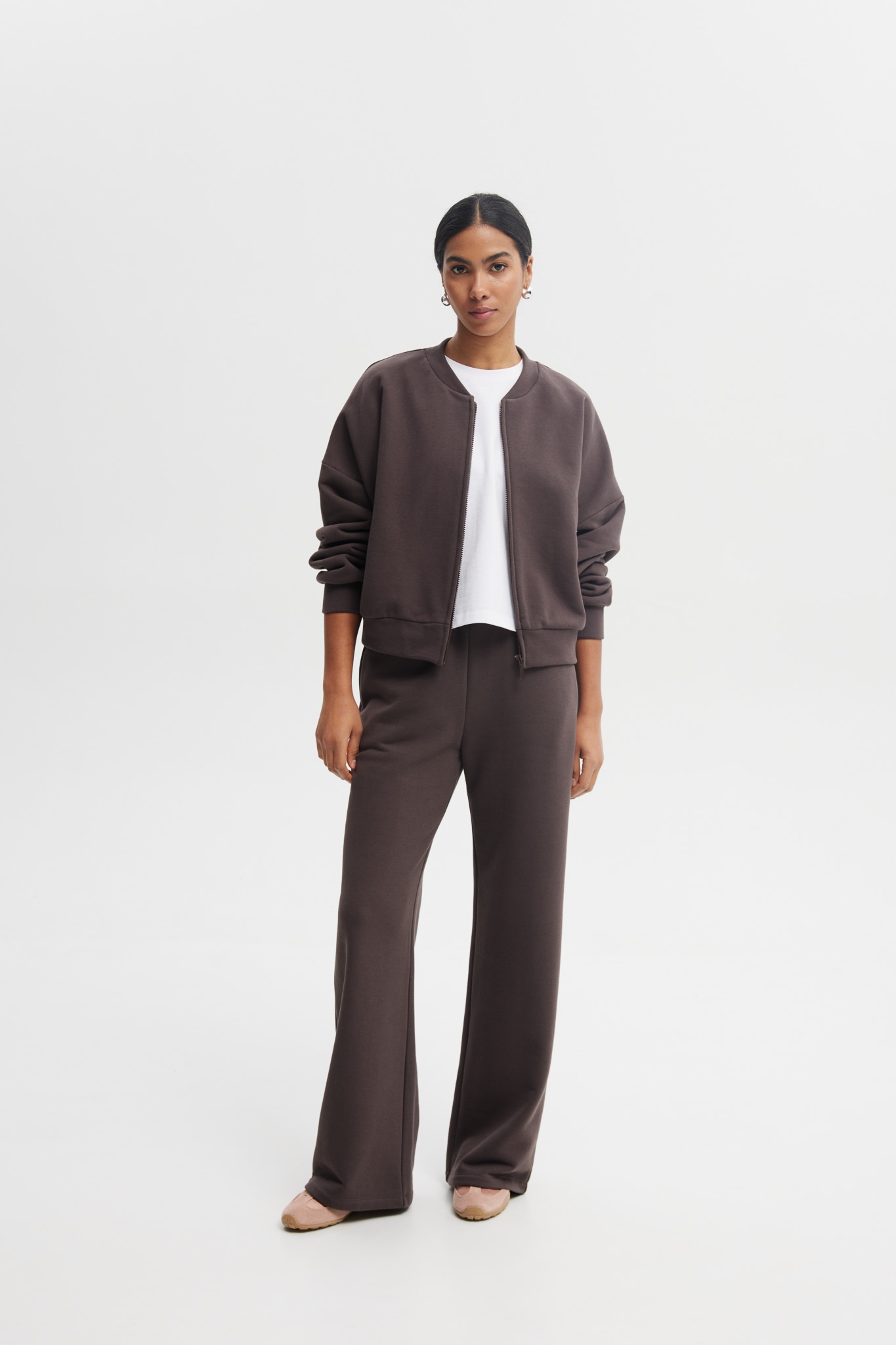 SPODNIE JESS CZEKOLADOWE S - Flawless