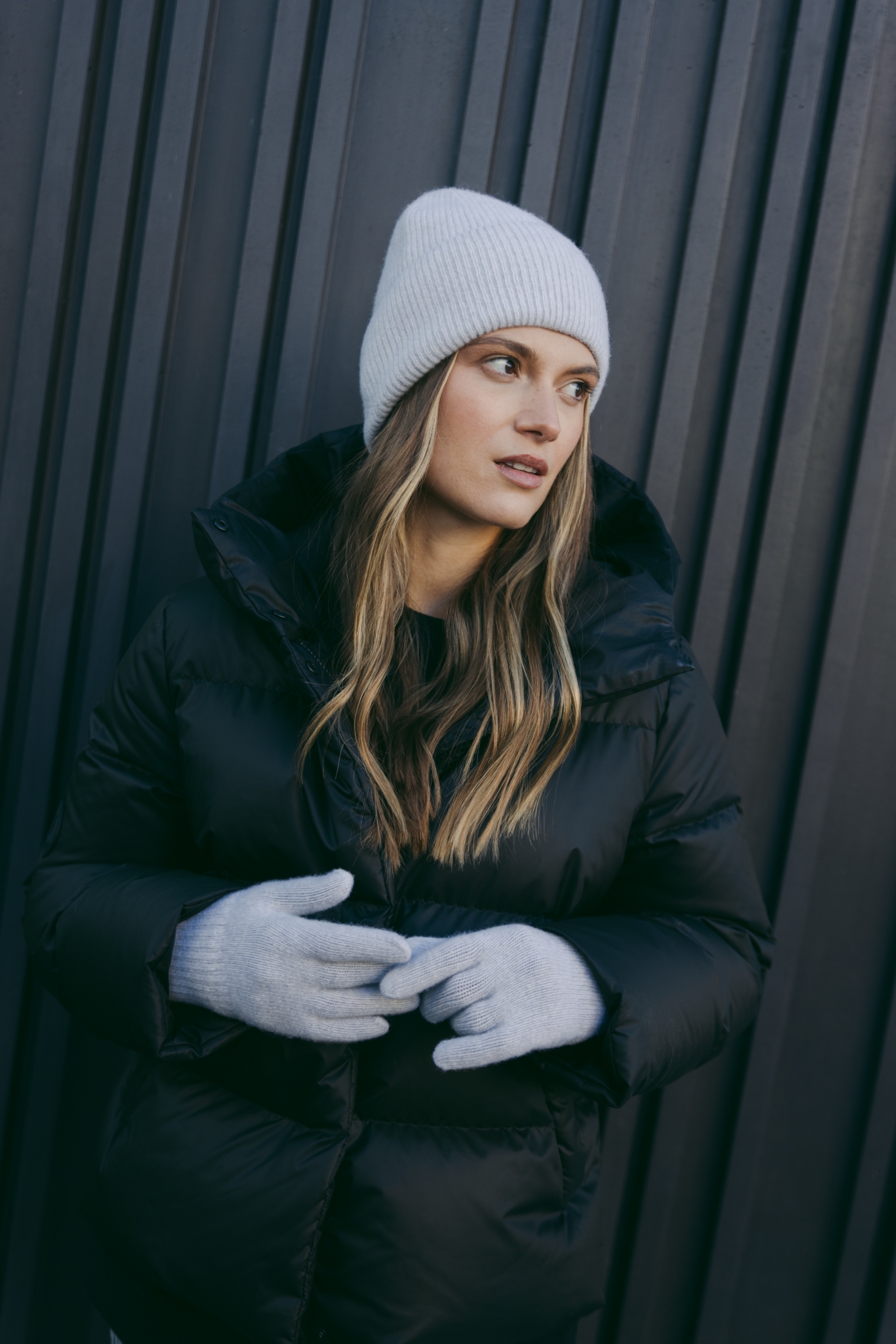 WEŁNIANE RĘKAWICZKI INES JASNO SZARE One size - Flawless