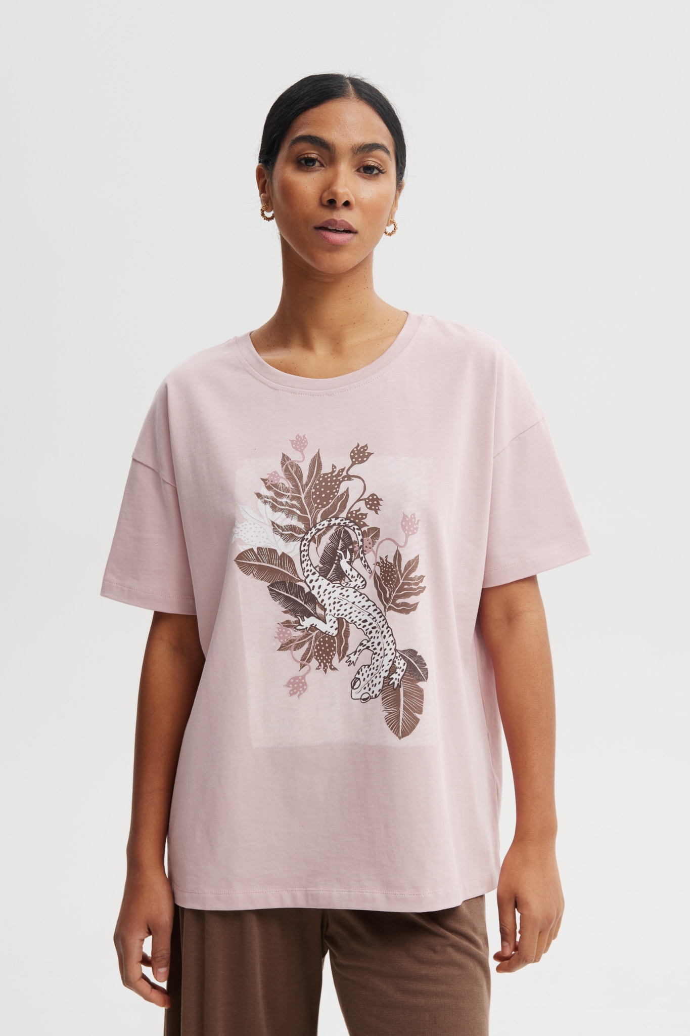 T-SHIRT ERICA "GEKON" RÓŻOWY One size - Flawless