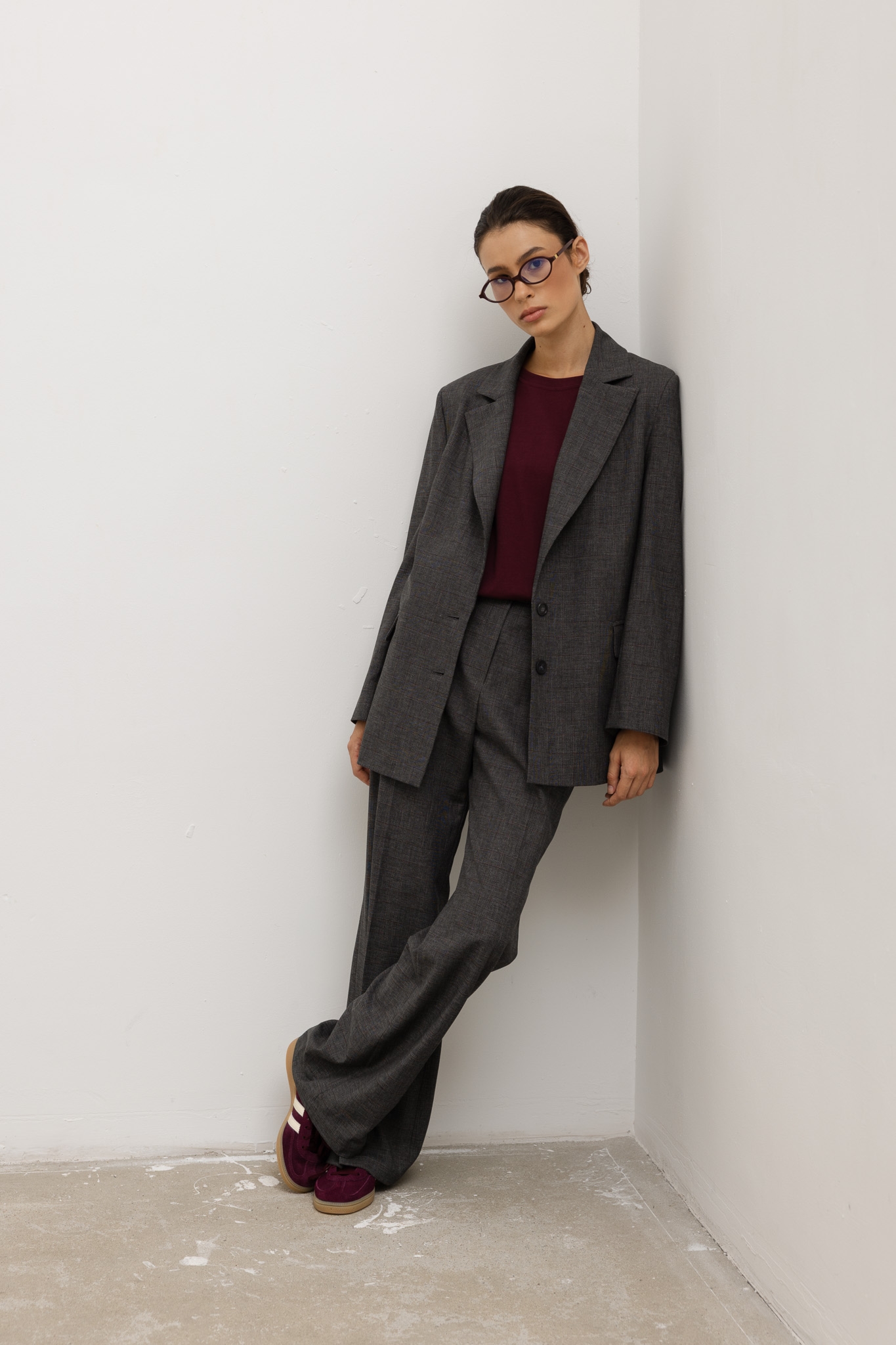 MARYNARKA PETRA SZARO-BORDOWA XS - Flawless