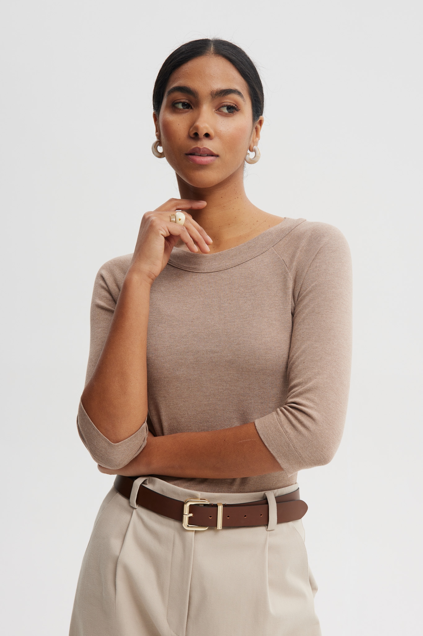 BLUZKA GINGER TAUPE L - Flawless