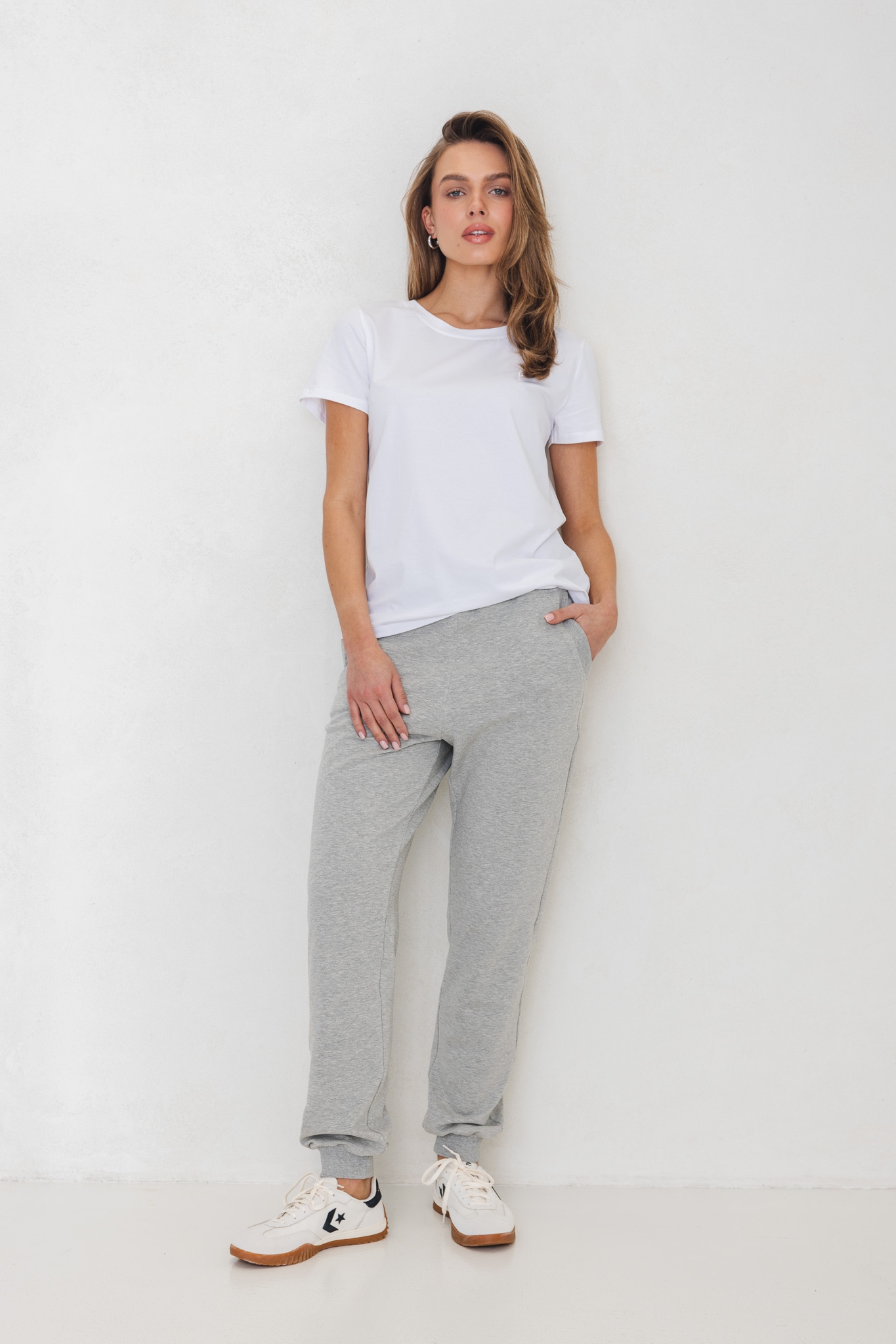 SPODNIE JOGGERS SZARY MELANŻ S - Flawless
