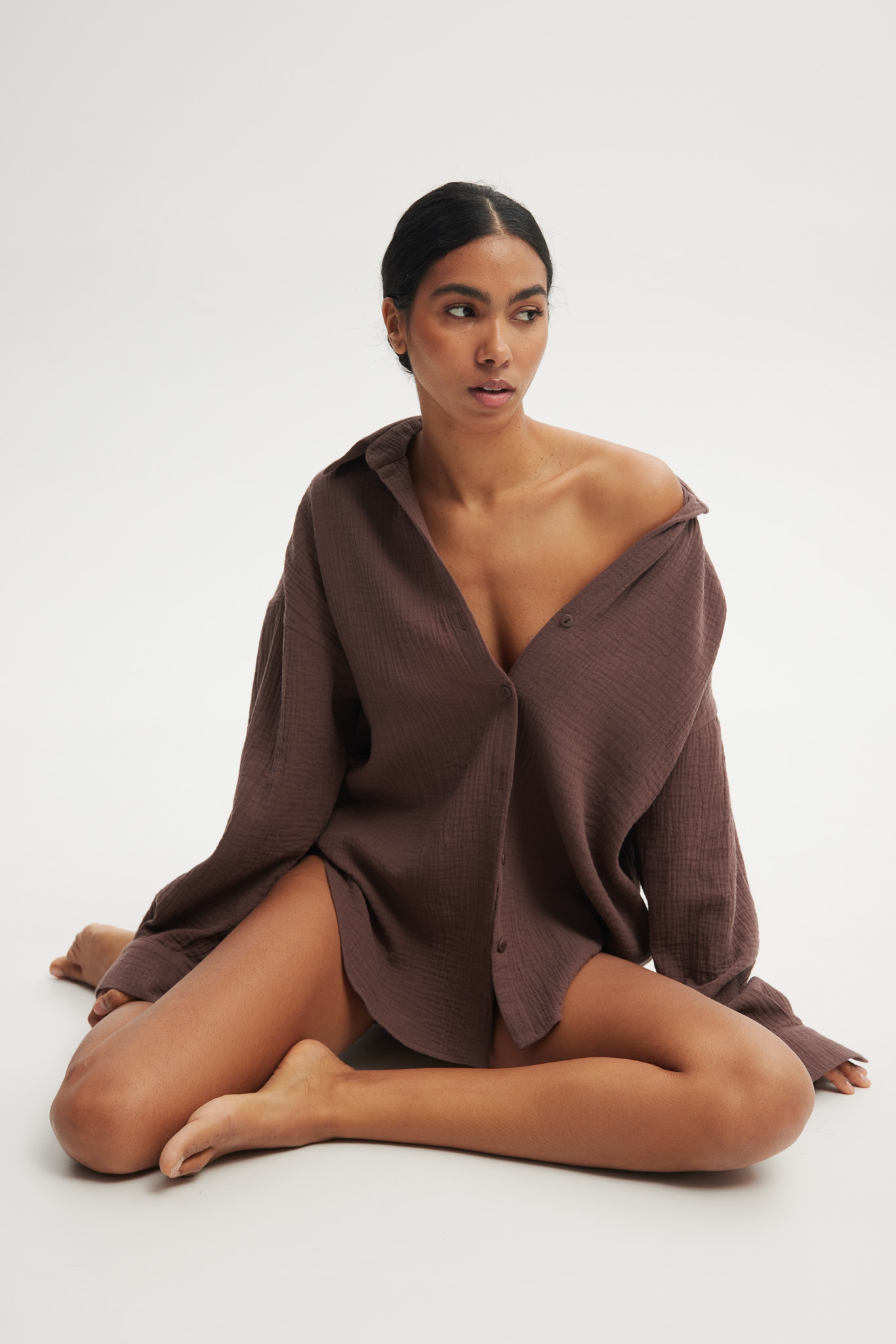 KOSZULA GRACJA CZEKOLADOWA XL - Flawless