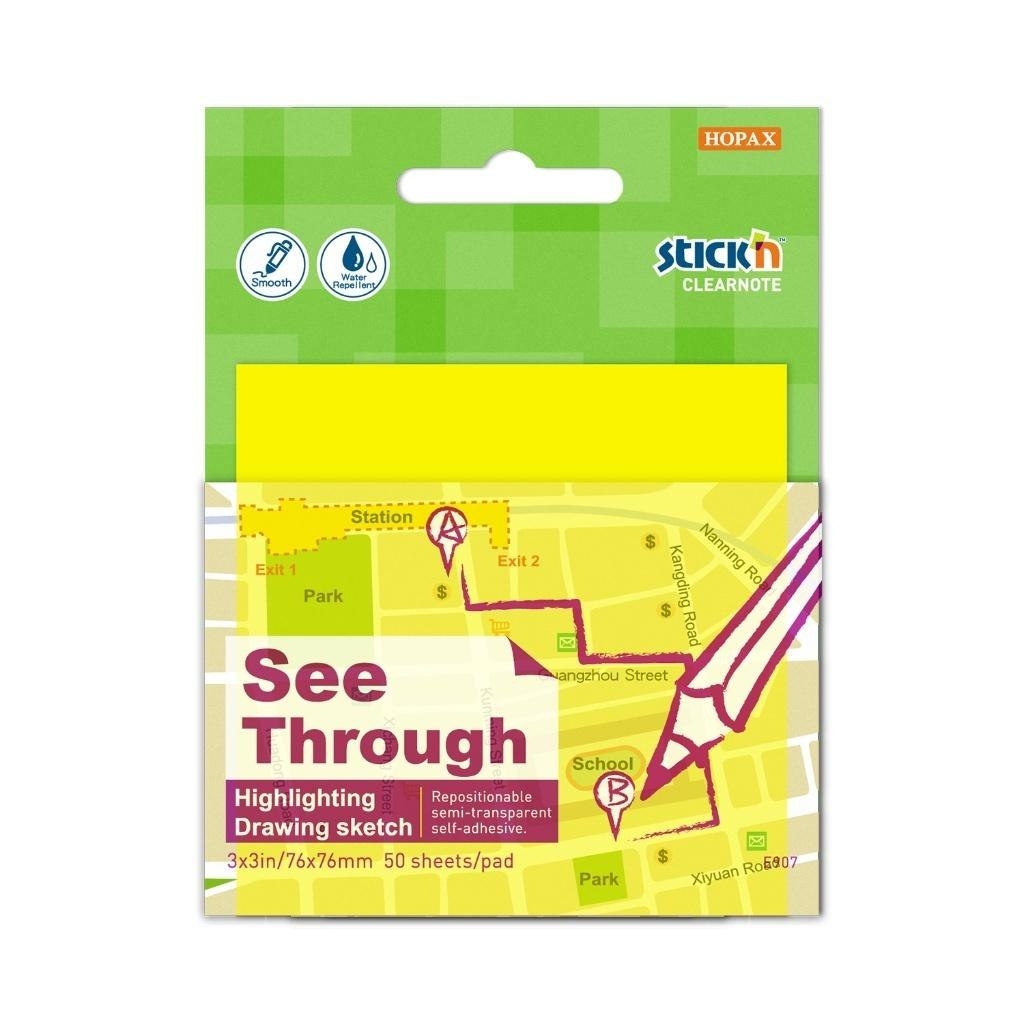 Zdjęcia - Papier Stickn Notes samoprzylepny 76x76mm przezroczysty 50K żółt 