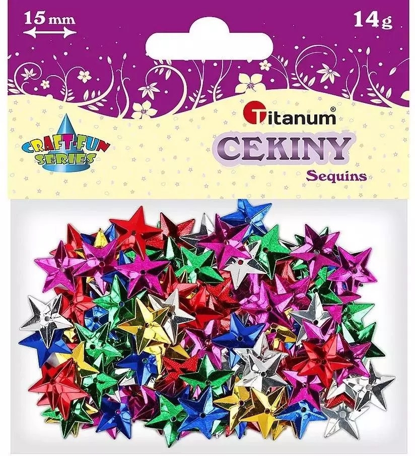 Фото - Творчість і рукоділля TITANUM Cekiny 15mm gwiazdki mix kolorów 14g 
