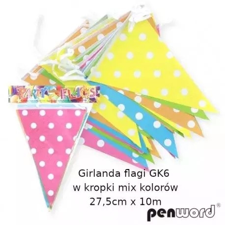 Фото - Інші прикраси Girlanda flagi w kropki mix kolorów 27.5cmx6m