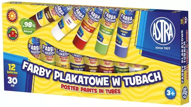 Фото - Малювання Astra Farby plakatowe w tubie 30 ml, 12 kolorów 