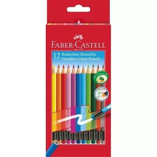 Фото - Олівці Faber-Castell Kredki z kolorową gumką 12 kolorów 