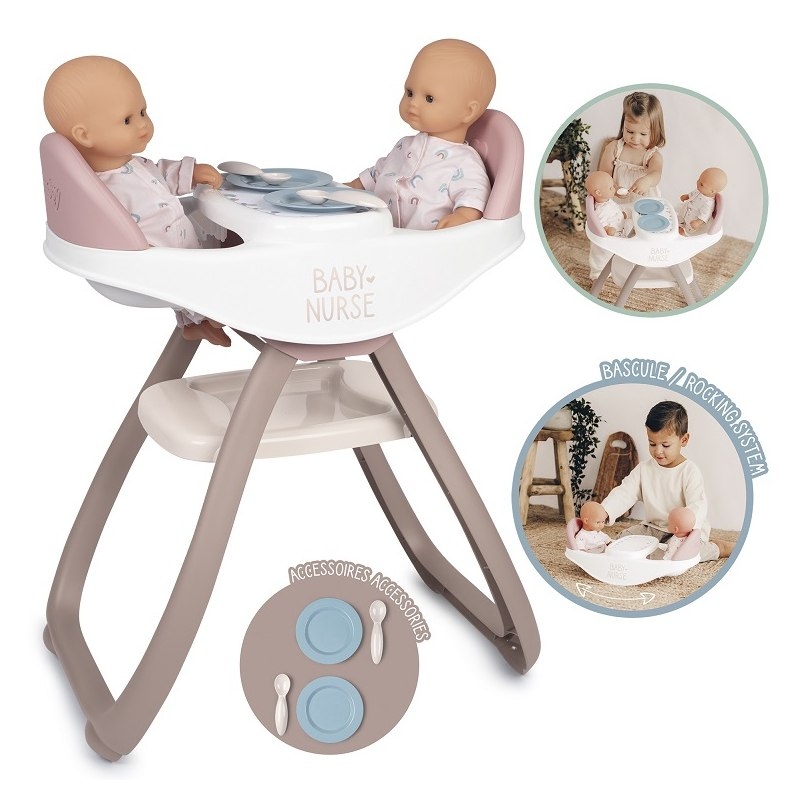 Фото - Лялька Smoby Baby Nurse Krzesełko do Karmienia dla Bliźniąt Lalek 
