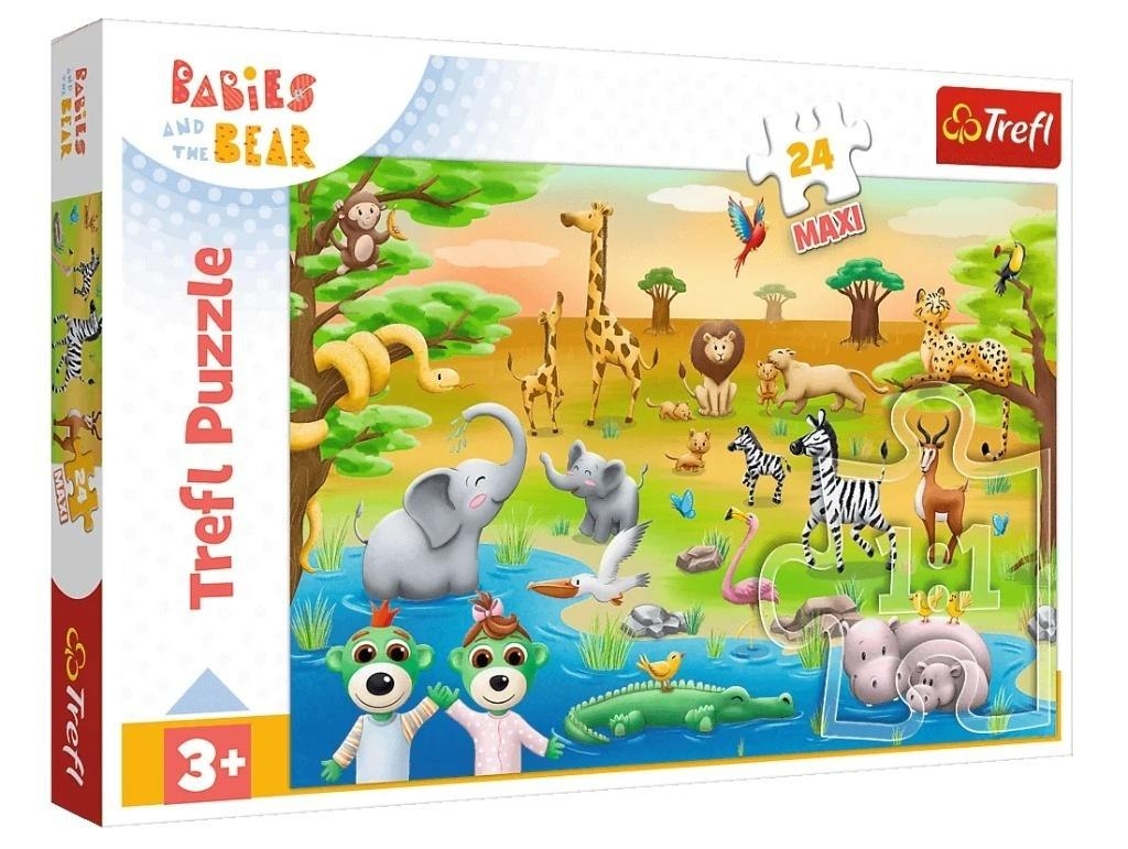 Фото - Пазли й мозаїки Trefl Puzzle 24 maxi Bobaski i Safari 