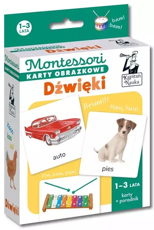 Фото - Розвивальна іграшка Kapitan Nauka. Montessori. Karty obrazkowe. Dźwięki 1-3 lata 