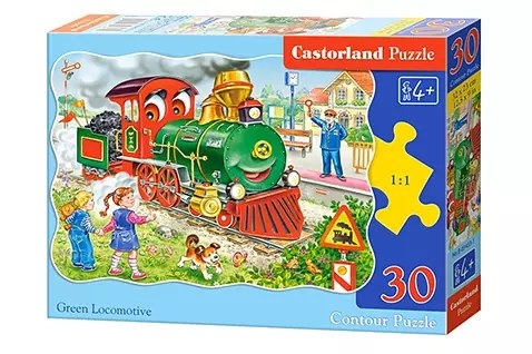 Фото - Пазли й мозаїки Castorland Puzzle 30 elementów. Zielona lokomotywa 