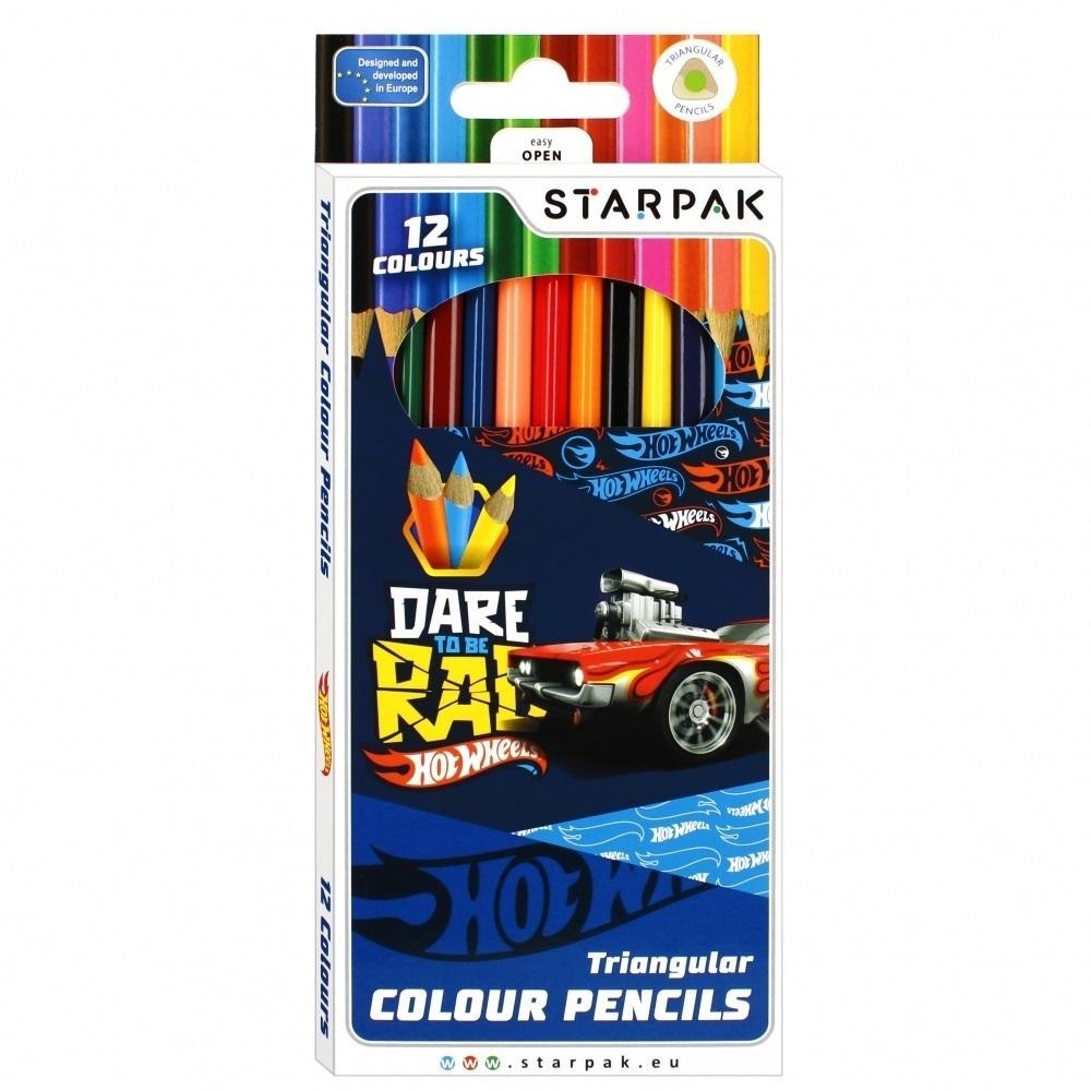 Фото - Олівці Starpak Kredki ołówkowe trójkątne 12 kolorów Hot Wheels 