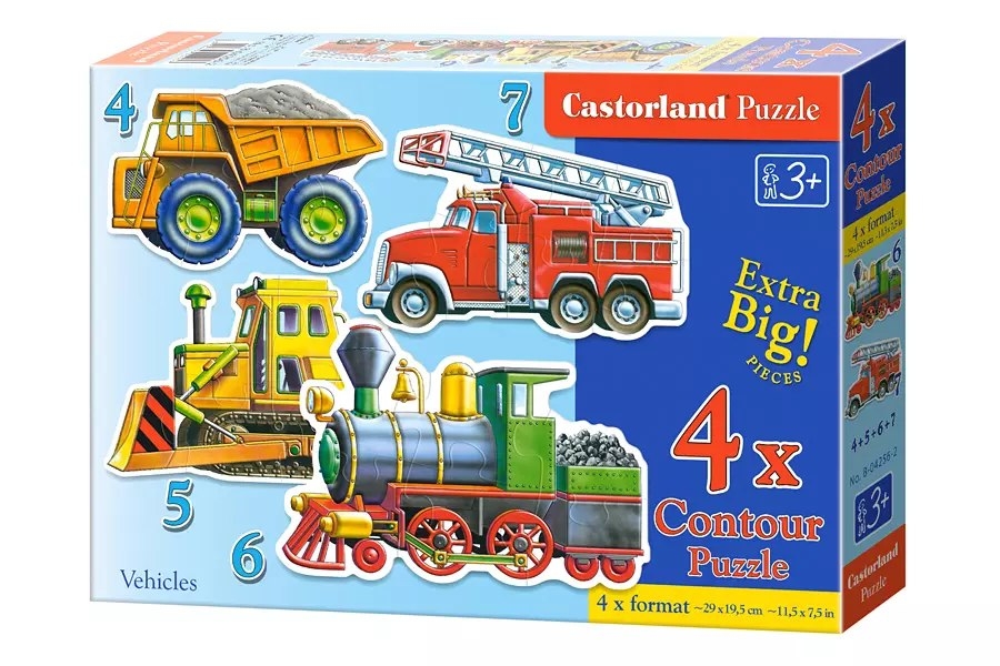 Фото - Пазли й мозаїки Castorland Puzzle konturowe 4w1. Pojazdy 