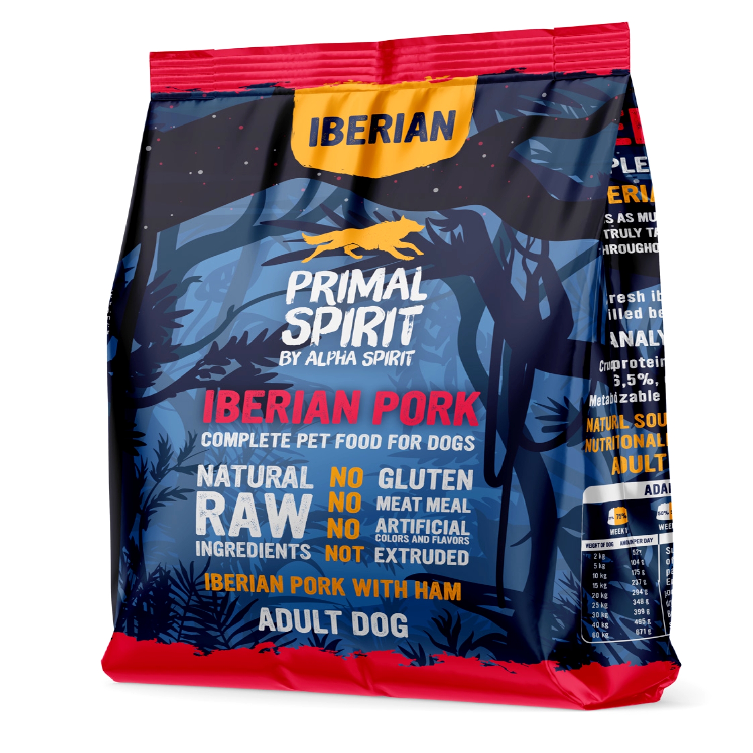 Karma sucho miękka dla psa Primal Spirit Iberian Pork  70% Mięsa Bez Kurczaka 1 kg