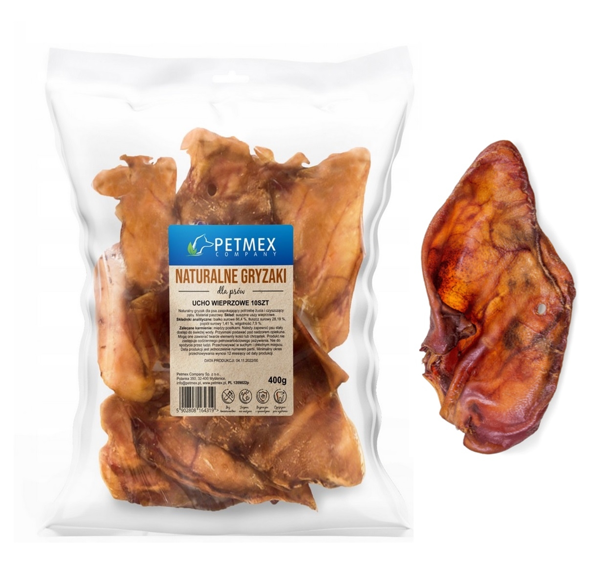 Naturalny Gryzak  Ucho Wieprzowe 10 szt Petmex