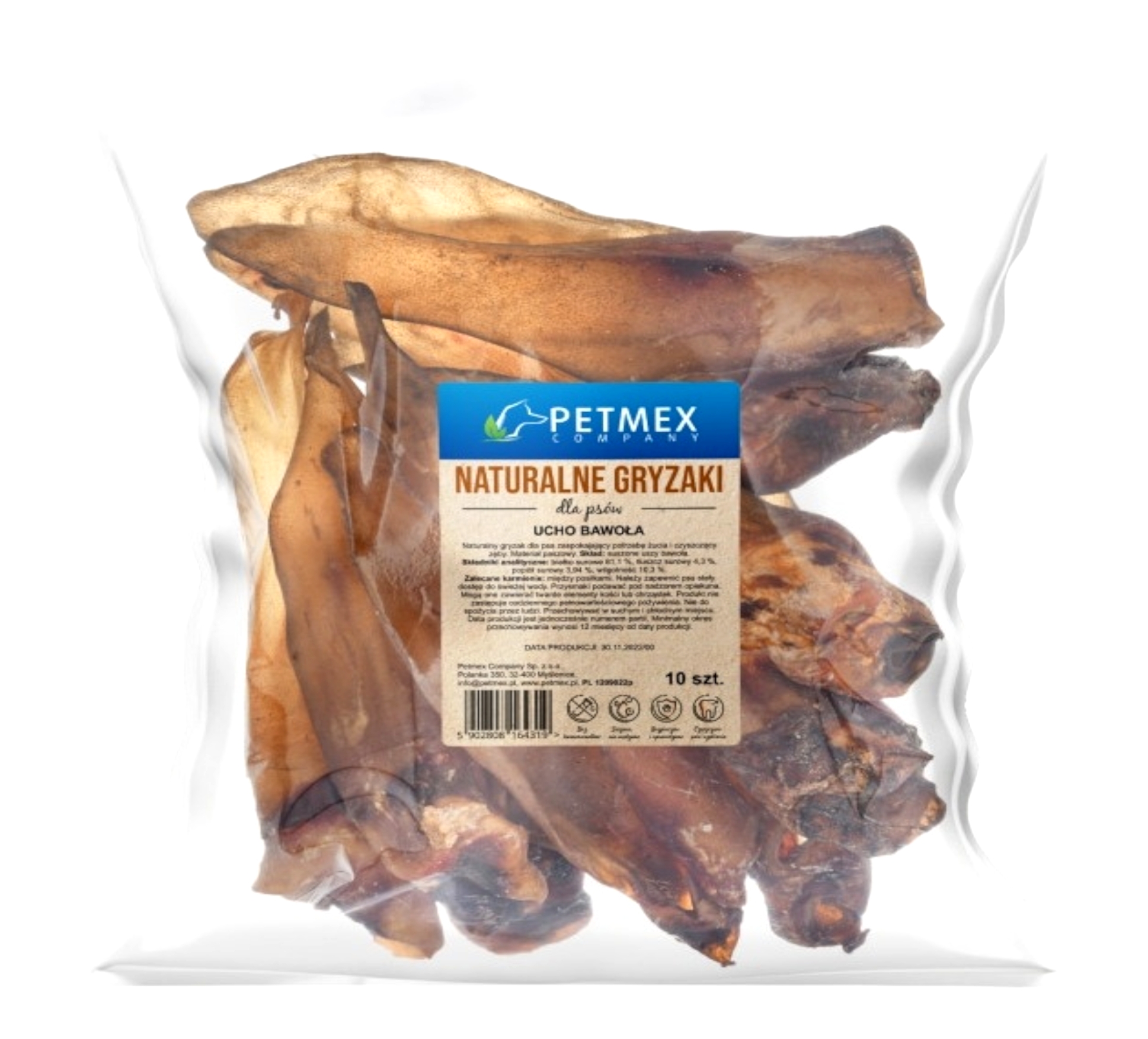 Naturalny Gryzak  Ucho Bawoła 10 szt Petmex