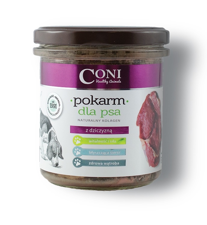 karma dla psa CONI z dziczyzną 68% mięsa 300g bez zbóż
