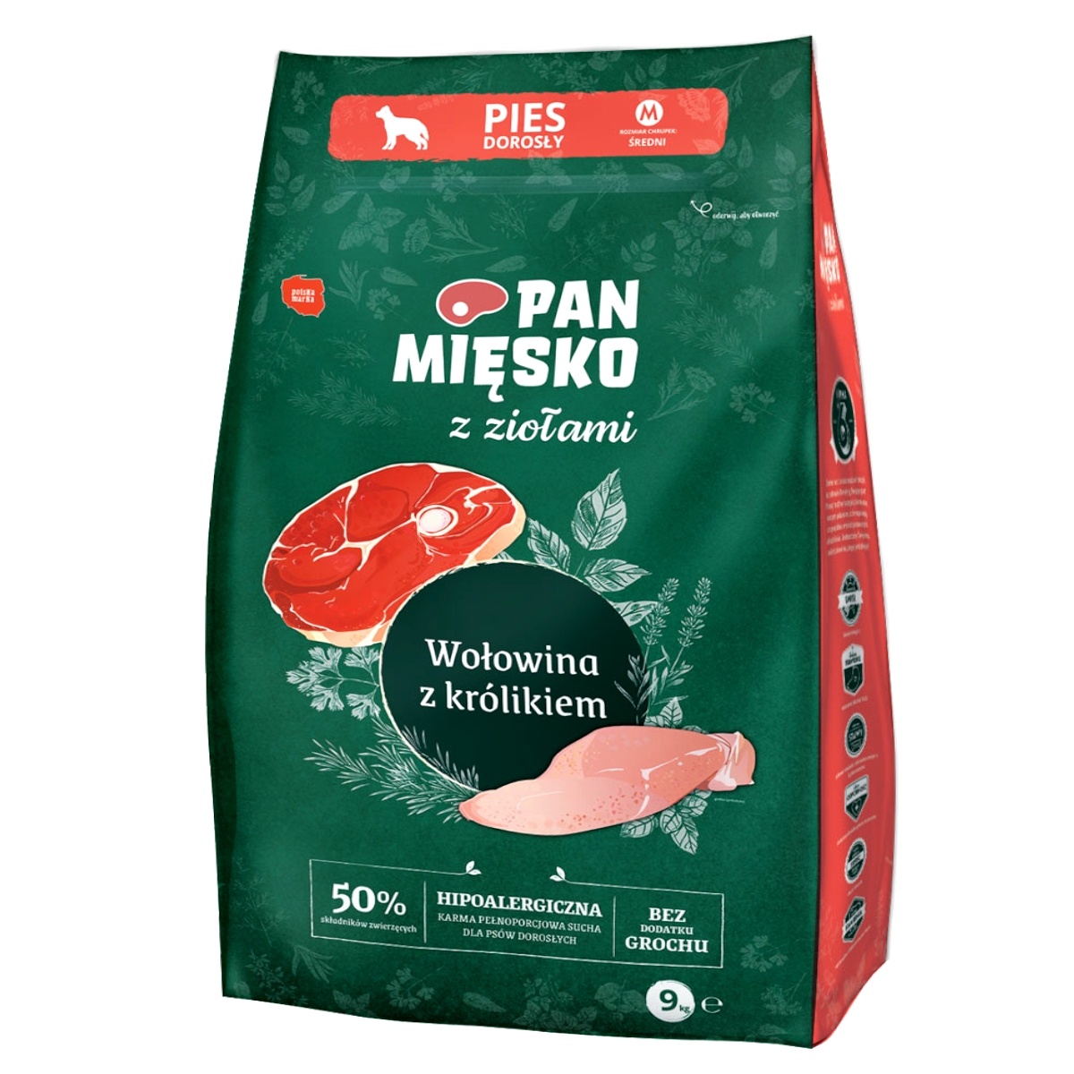 Karma Pan Mięsko z Ziołami Wołowina z Królikiem  9 kg M