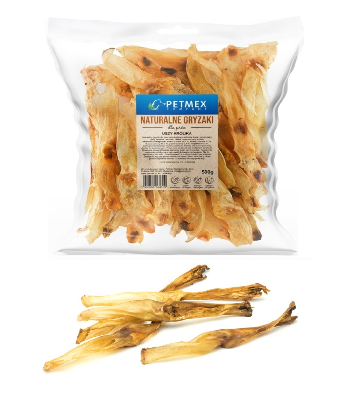Przysmak dla psa kota  Ucho Królicze  200g PETMEX