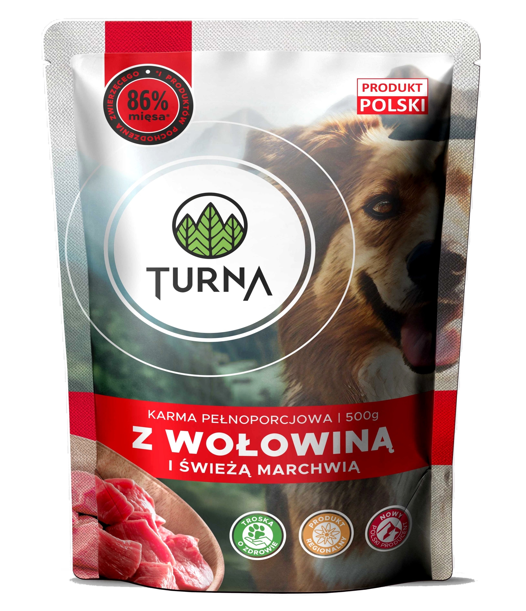 Mokra karma  dla psa Turna z  Wołowiną 500g Saszetka