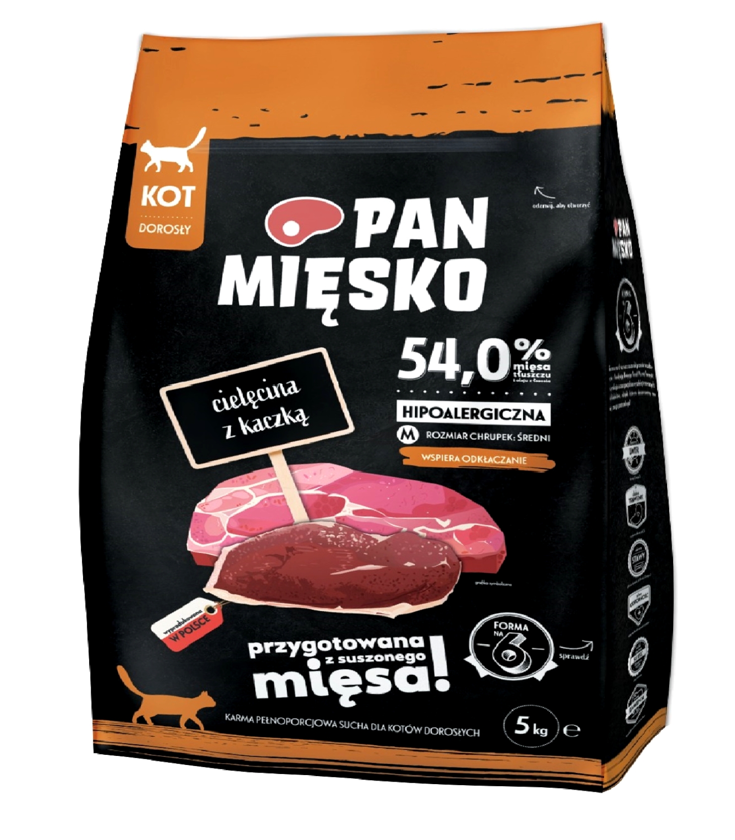 Karma dla kota Pan Mięsko Cielęcina z Kaczką 5 kg M