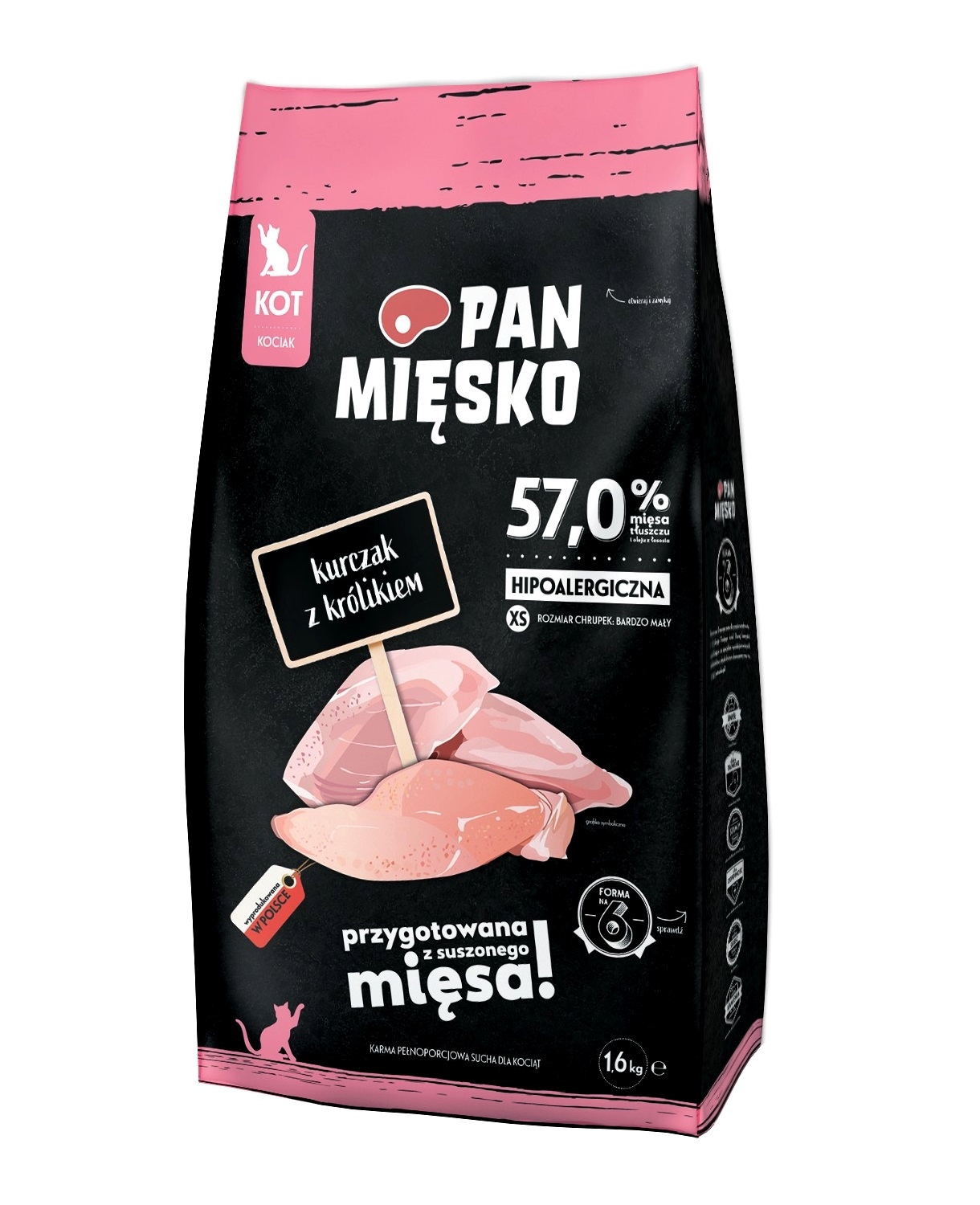 Karma dla kota Pan Mięsko Kurczak z królikiem kocięta 1,6 kg  XS