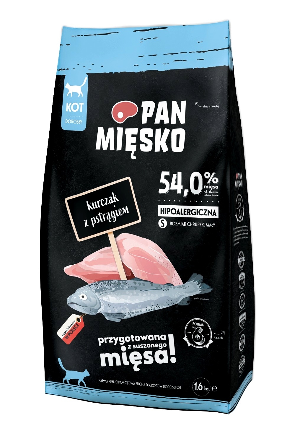 Karma dla kota Pan Mięsko Kurczak z Pstrągiem 1,6 kg S