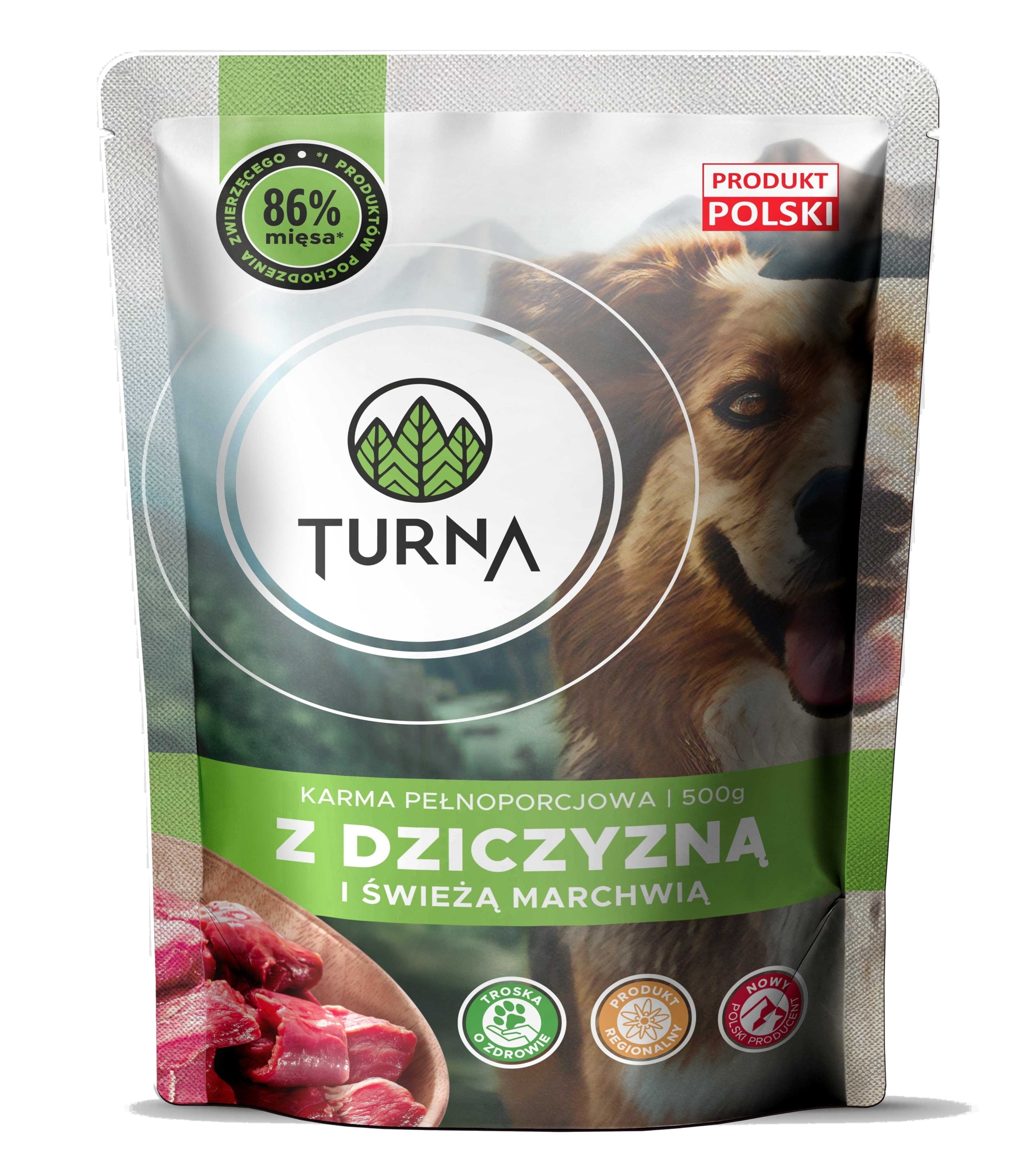 Mokra karma  dla psa Turna  z Dziczyzną 500g Saszetka