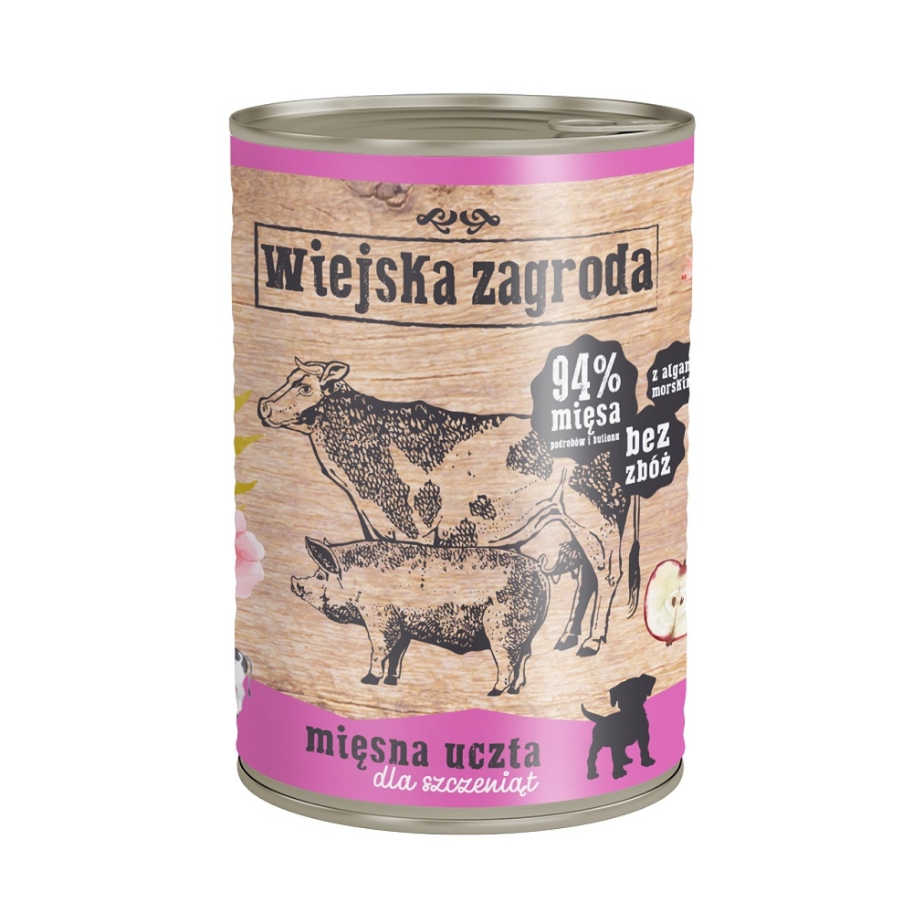 Wiejska Zagroda Mięsna Uczta dla Szczeniąt 400g