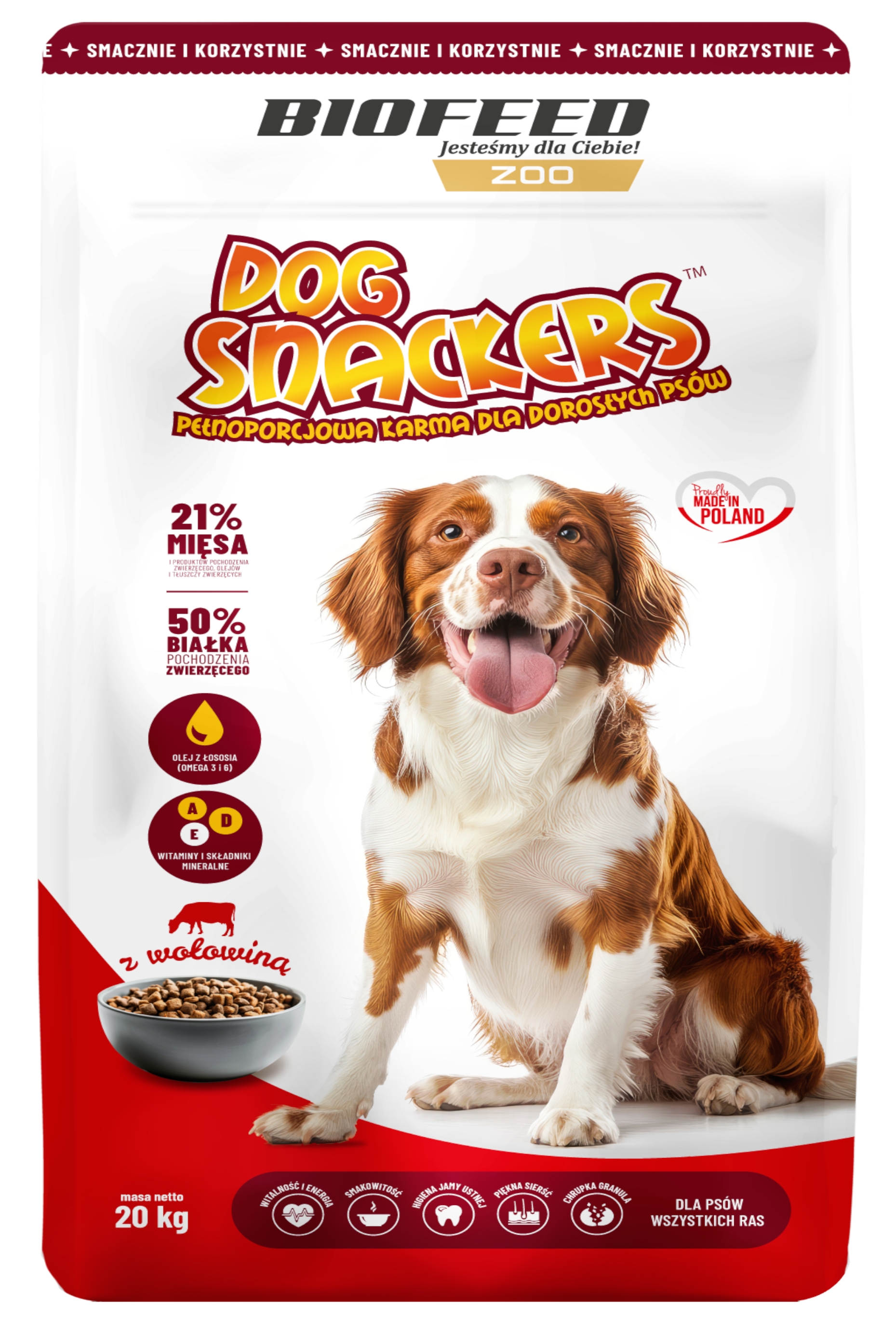 karma dla psa DOG SNACKERS Adult z Wołowiną 20 kg