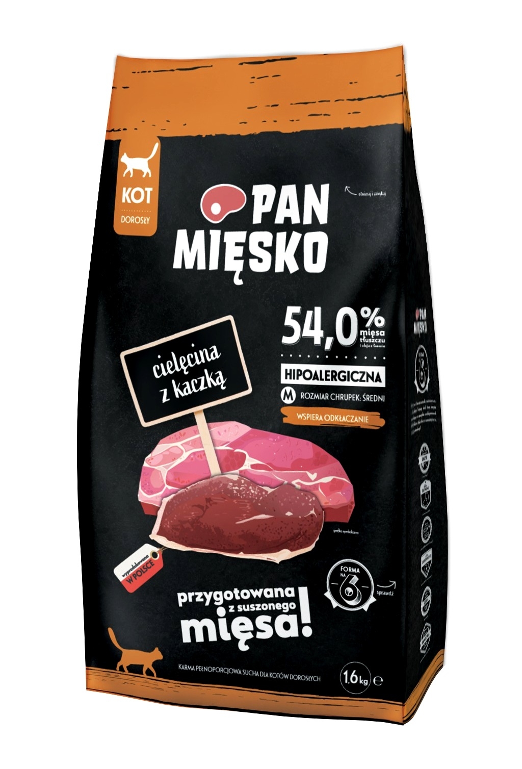 Karma dla kota Pan Mięsko Cielęcina z Kaczką 1,6 kg M