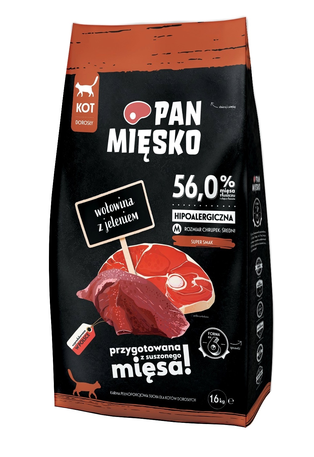 Karma dla kota Pan Mięsko Wołowina z Jeleniem 1,6 kg M