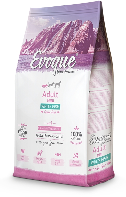 Karma dla psa bez zbożowa EVOQUE MINI rasy małe Biała ryba 2 kg