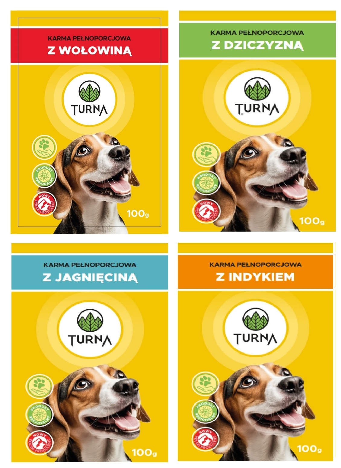 Mokra karma  dla psa Turna mix smaków 4 x 100g Saszetka