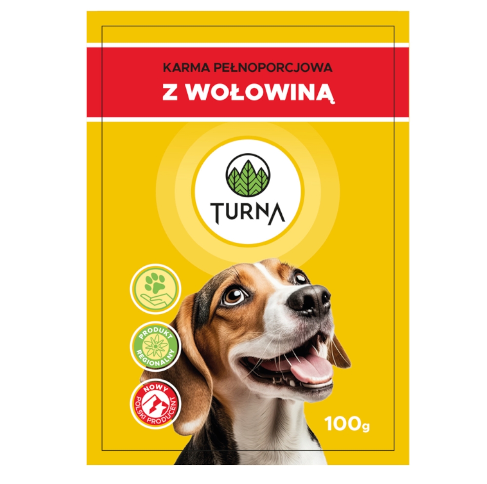 Mokra karma  dla psa Turna  z Wołowiną  24 x 100g Saszetka